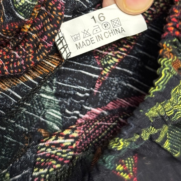 NEW Designer Wardrobe Wide Taper Crop Draper Pant Black Leaf Print Lagenlook‎ - Picture 9 of 12